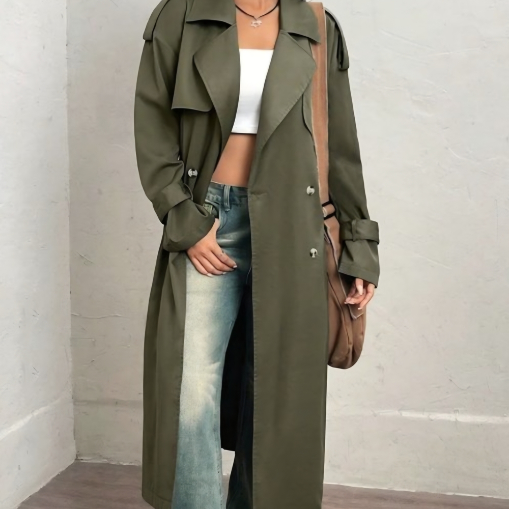 SHEIN Khaki Women's Trench Coat